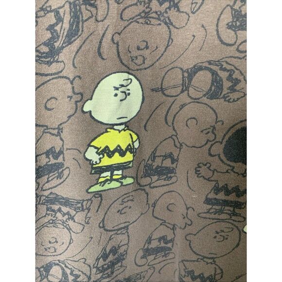 Vintage 90's Peanuts Charlie Brown Graphic T-Shirt Unisex Christmas Brown XL - Picture 8 of 16